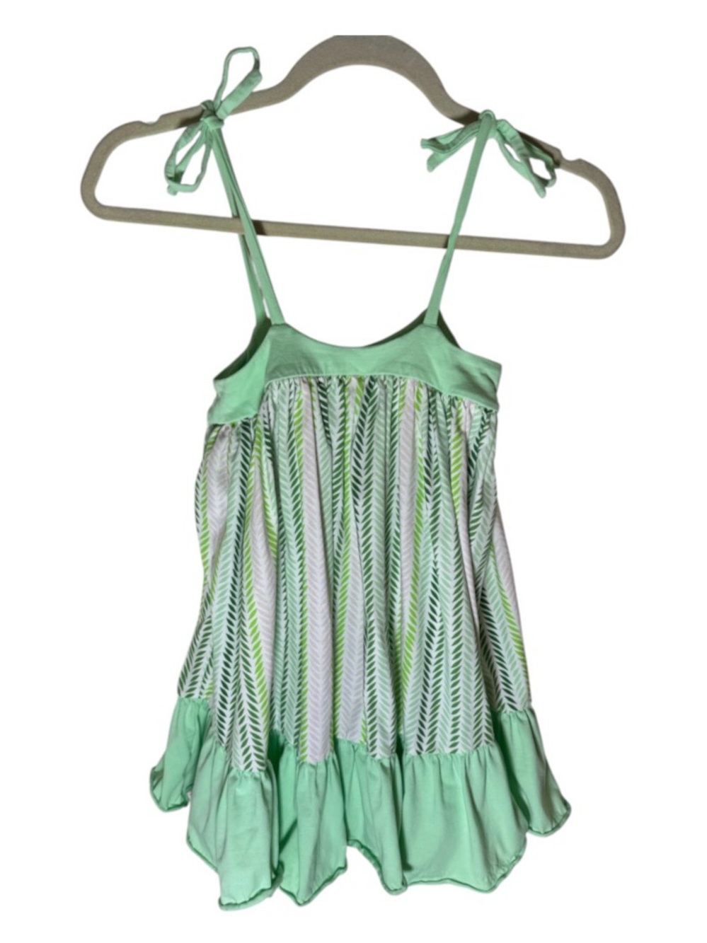 Omi Jo Girls' Mint Green Striped Sundress Top with Tie Straps Size 6